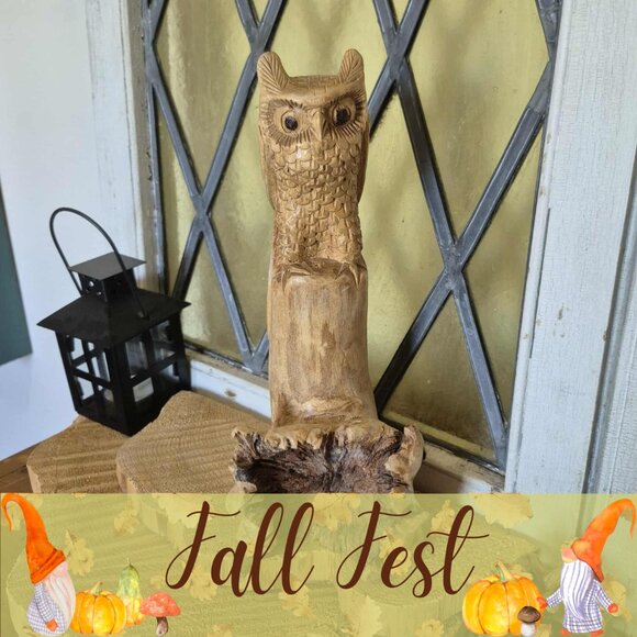 🍂 20% OFF - Vintage Owl Wood Sculpture - Unique Folk Art Peice! - Picture 1 of 13